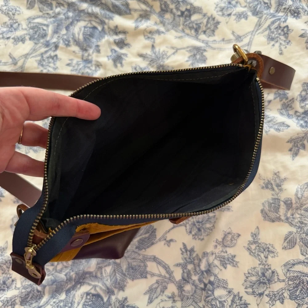 Yorkshire Fox Crossbody Purse Bag Handmade Made in UK Waxed Cotton Leather Brass